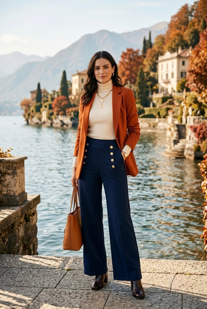 GOLD BUTTON HIGH WAIST TROUSERS
