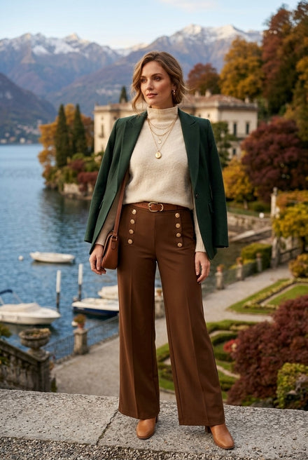 ADA GOLD BUTTON HIGH WAIST TROUSERS