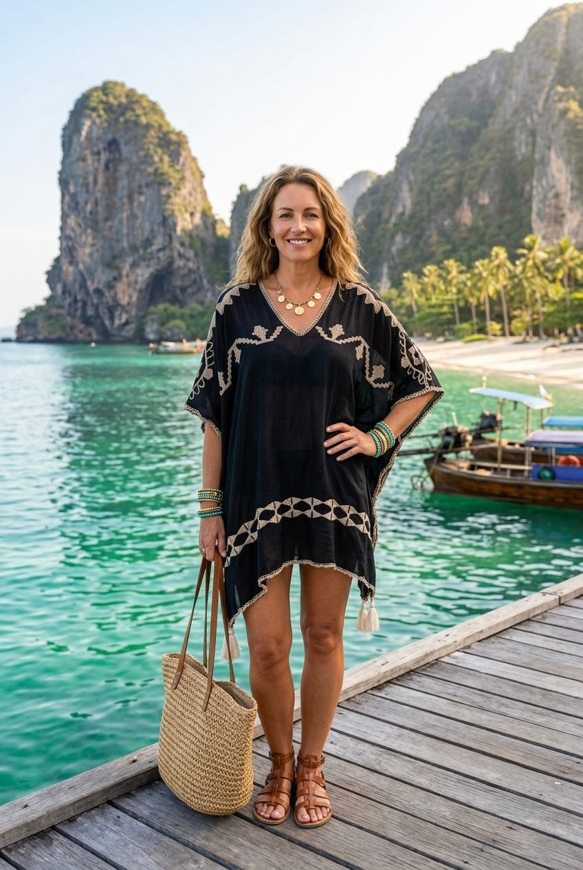 TWO-WAY EMBROIDERED PONCHO TOP
