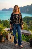 TWO-WAY EMBROIDERED PONCHO TOP