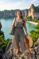 ANIMAL PRINT SPLIT LEG JUMPSUIT