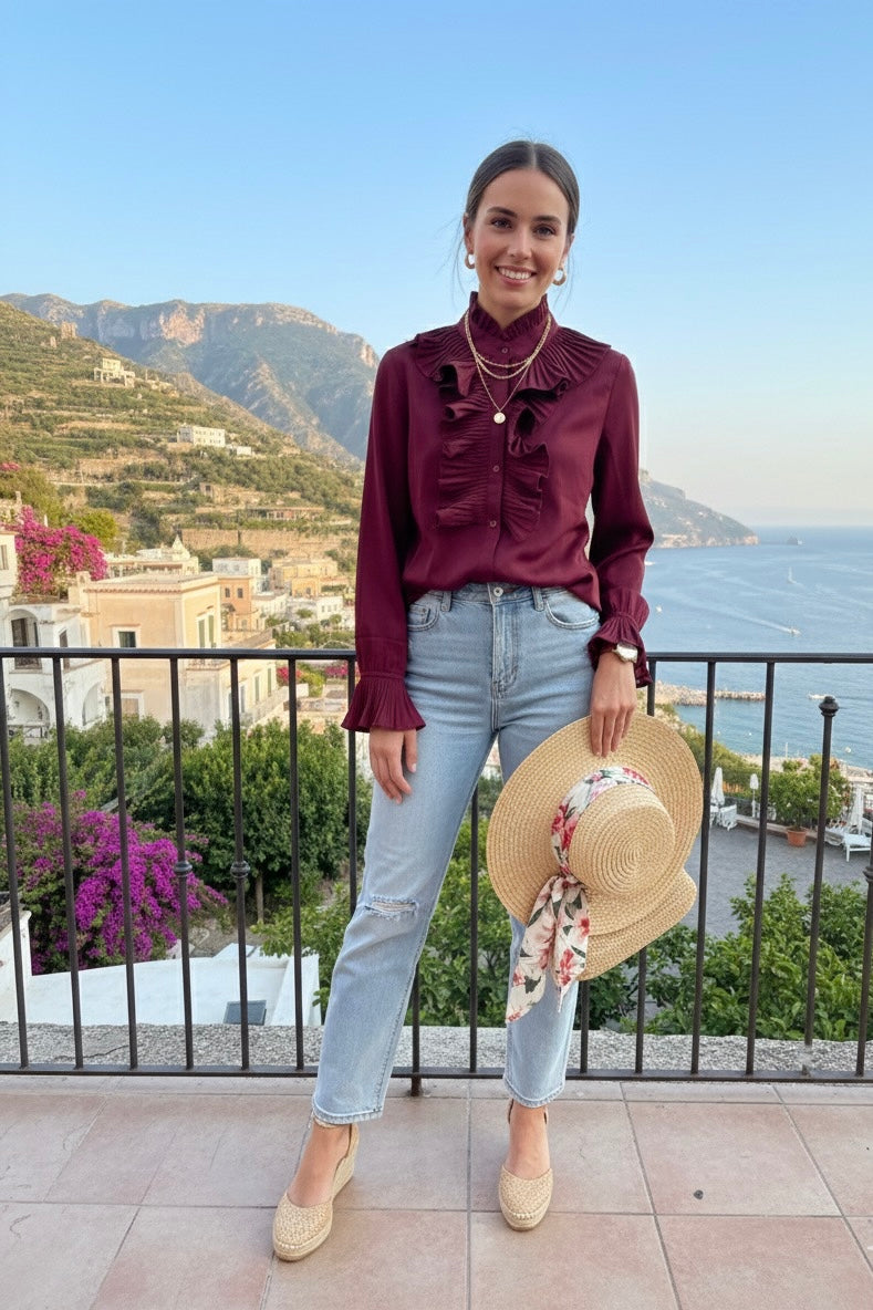 PLEATED RUFFLED SHIRT