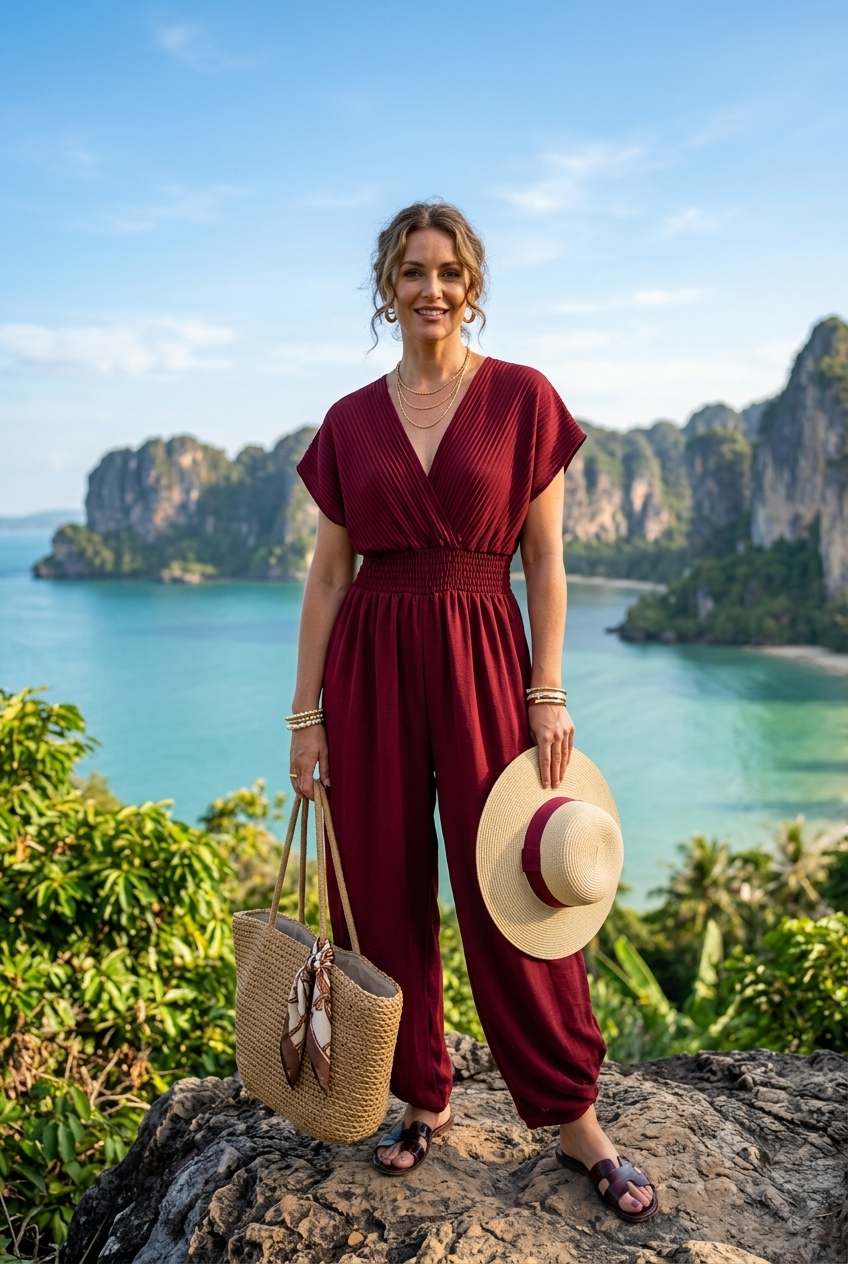 GATHERED HAREM JUMPSUIT
