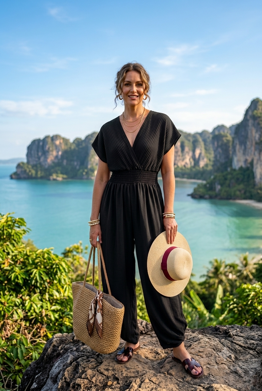 GATHERED HAREM JUMPSUIT