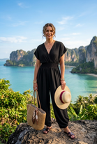 GATHERED HAREM JUMPSUIT