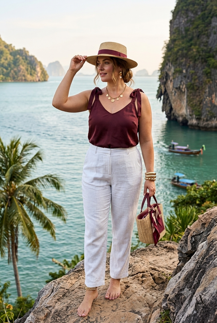 SHOULDER TIE SATIN TOP