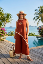 CONTRAST TRIM ASYMMETRIC TOP LOUNGE SET