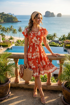 PRINTED BUTTON MIDI DRESS(MIXED COLOUR PACK)