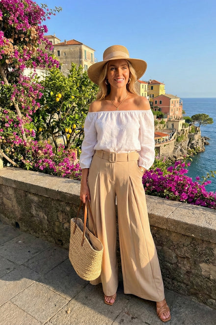 BELTED WIDE LEG TROUSER