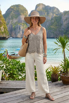 FLORAL EMBROIDERED V-NECK TOP