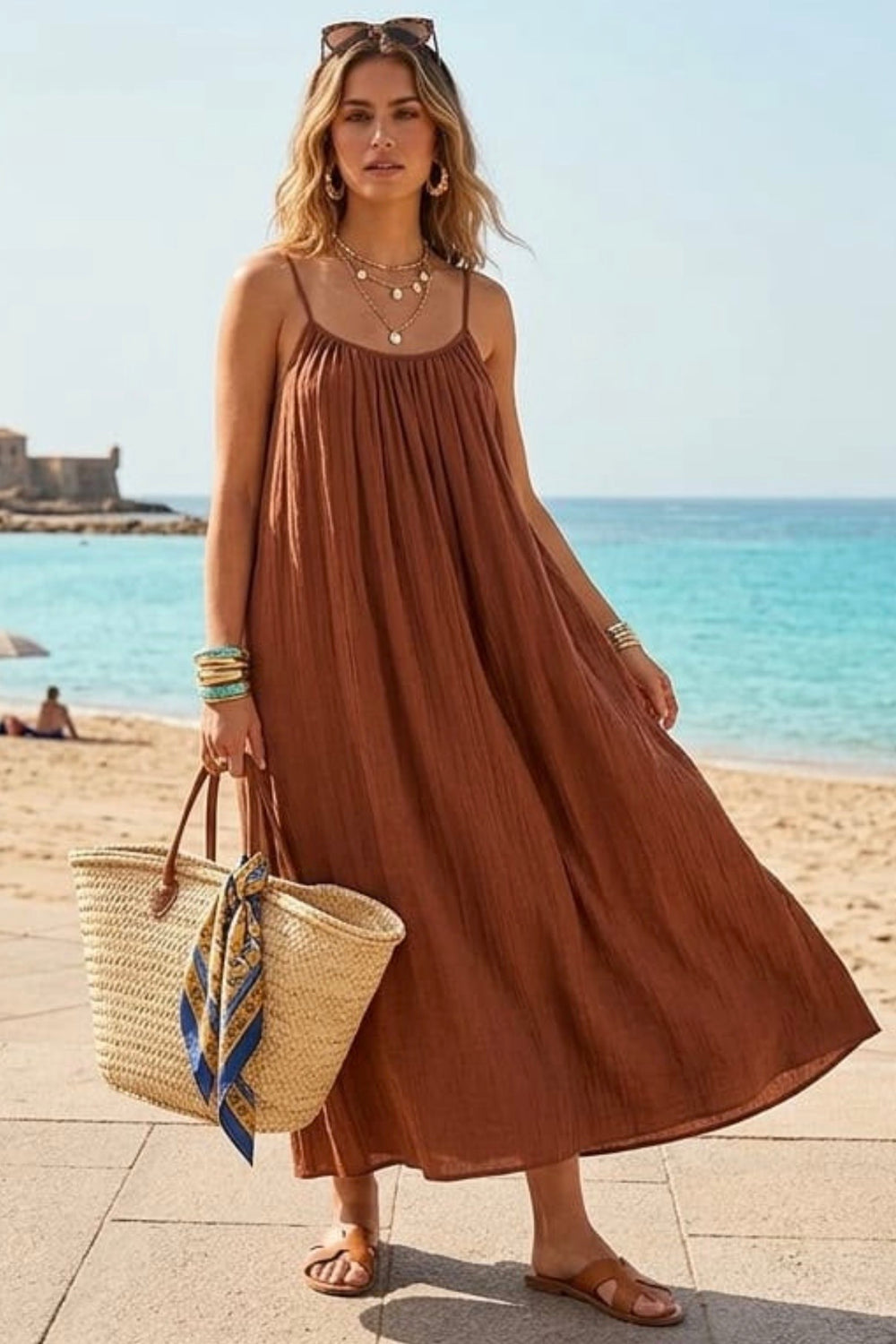 COTTON CAMI BEACH MAXI