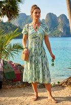 ZEBRA PRINT BUTTON V-NECK DRESS(MIXED COLOUR PACK)