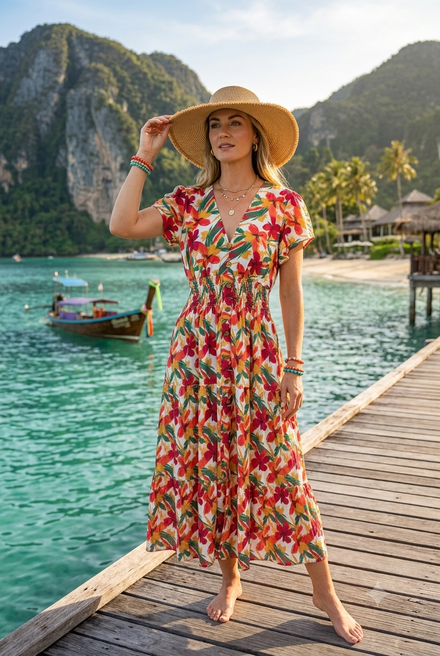 PRINTED FLORAL V-NECK MAXI(MIXED COLOUR PACK)