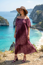PUFF SLEEVE LEOPARD PRINT BEACH DRESS