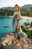 PUFF SLEEVE LEOPARD PRINT BEACH DRESS