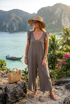 FLUTTER SLEEVE WIDE LEG JUMPSUIT