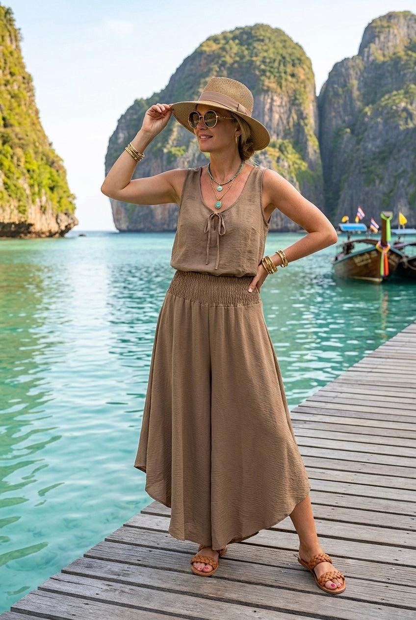 ELASTICATED WIDE LEG CULOTTES