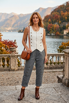 ELASTICATED MILITARY BUTTON DETAIL TROUSER
