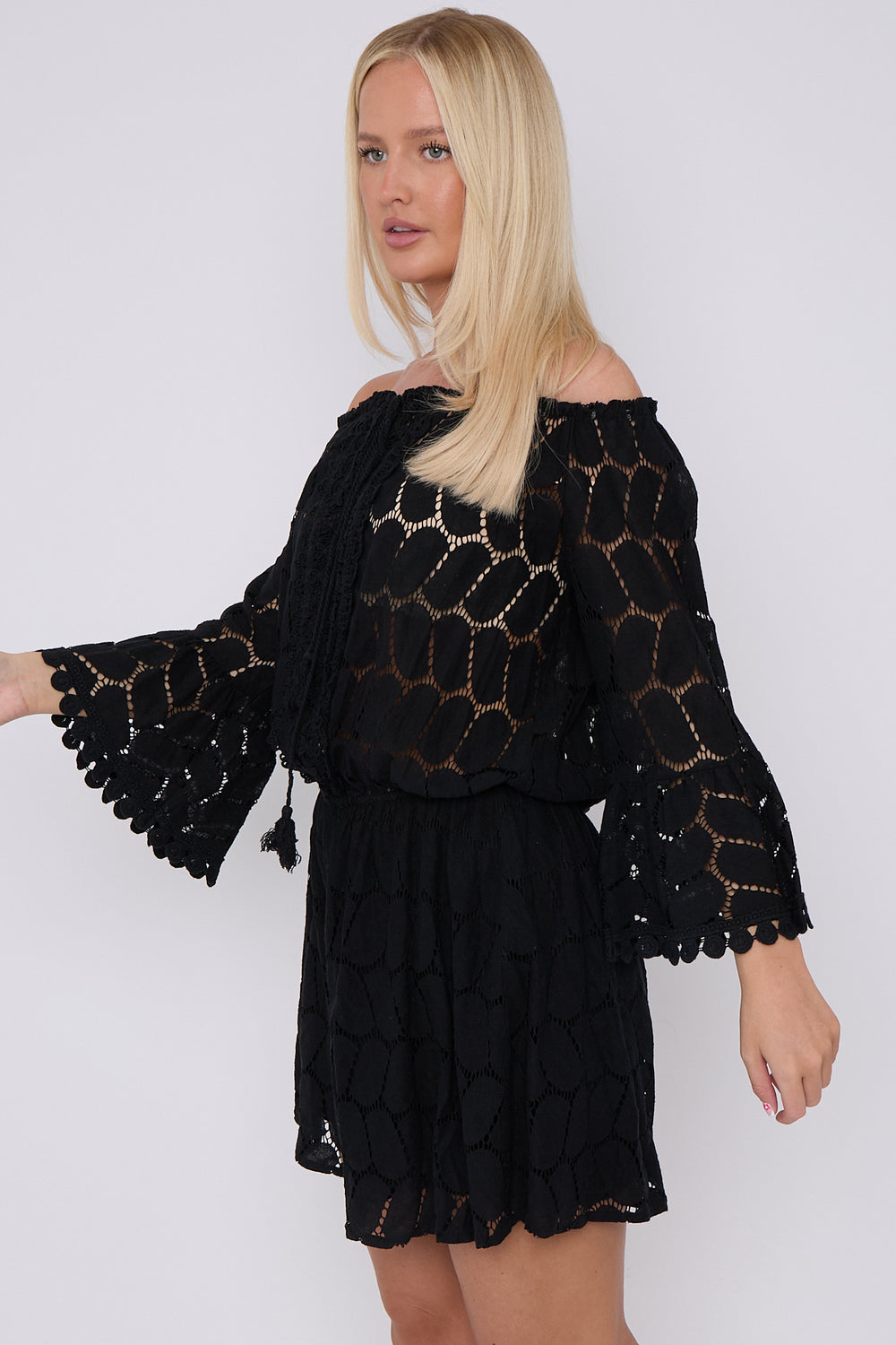 LACE OFF SHOULDER PLAYSUIT (8491483169016)