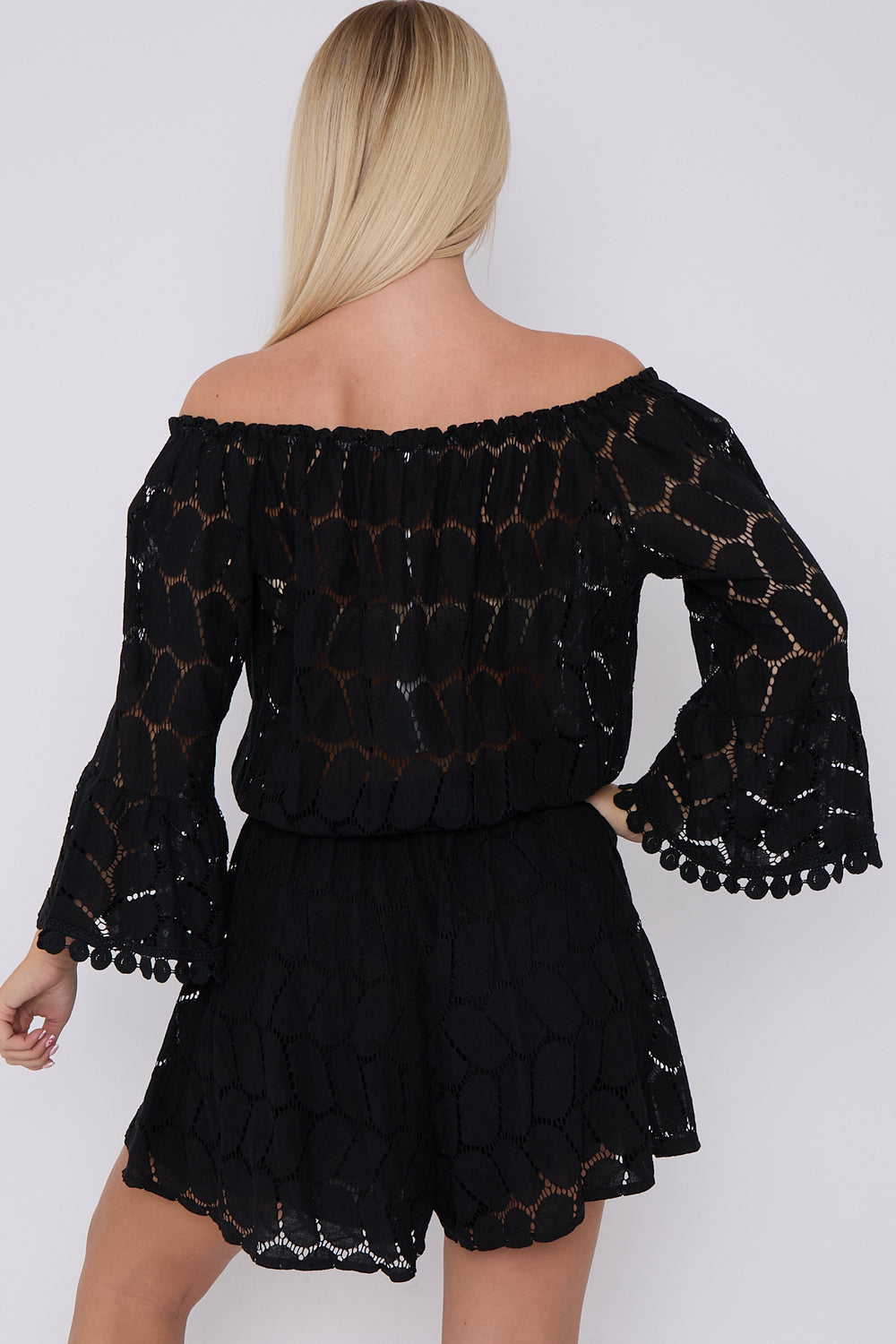 LACE OFF SHOULDER PLAYSUIT (8491483169016)