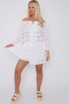 LACE OFF SHOULDER PLAYSUIT (8491483365624) (15146804937088)