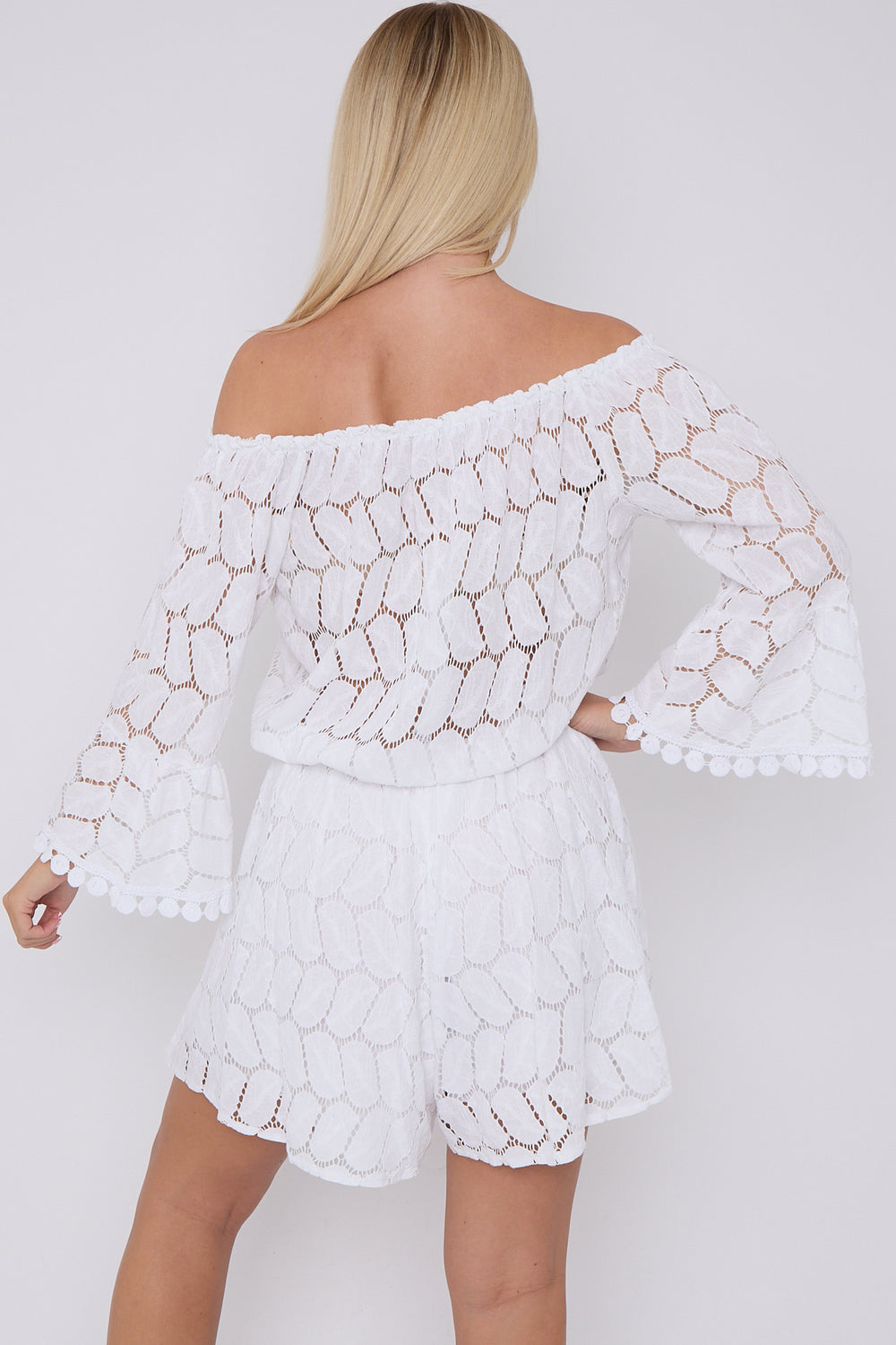 LACE OFF SHOULDER PLAYSUIT (8491483365624) (15146804937088)