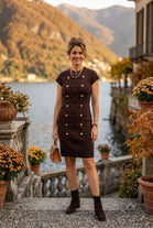 ZIP GOLD BUTTON KNITTED DRESS