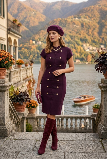 ZIP GOLD BUTTON KNITTED DRESS