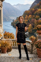 ZIP GOLD BUTTON KNITTED DRESS