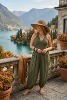 CROCHET HALTERNECK HAREM JUMPSUIT