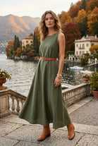 SLEEVELESS BACK TIE MAXI DRESS