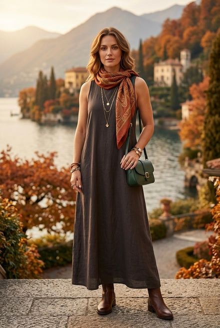 SLEEVELESS BACK TIE MAXI DRESS