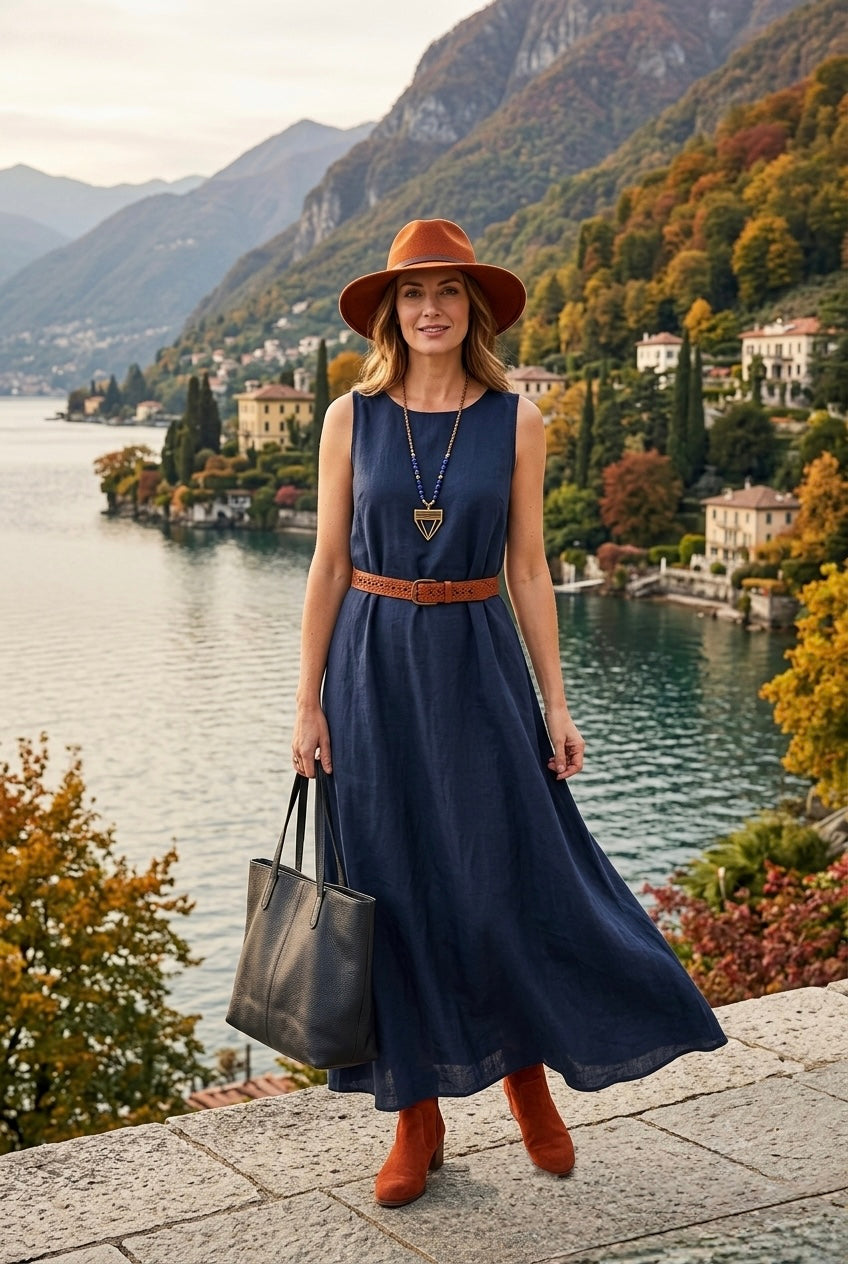 SLEEVELESS BACK TIE MAXI DRESS
