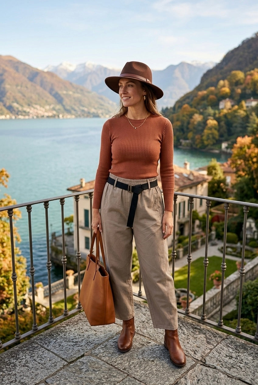 BELTED TAPERED ANKLE TROUSER