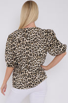 ANIMAL PRINT BOW FRONT BLOUSE (8491474845944)