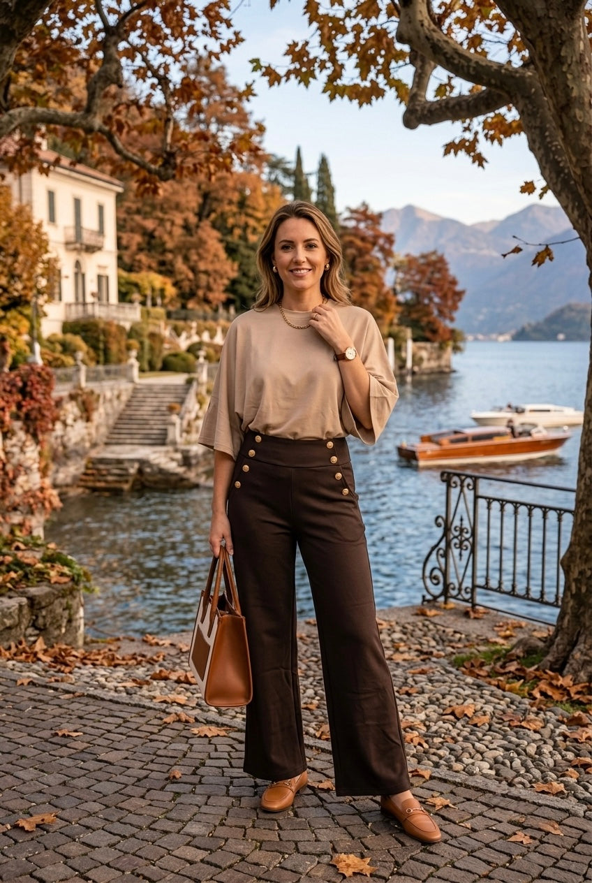 HIGH WAISTED GOLD BUTTON SAILOR TROUSER