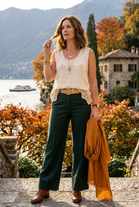 CROCHET TRIM EMBROIDERED SLEEVELESS TOP