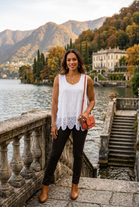 CROCHET TRIM EMBROIDERED SLEEVELESS TOP