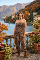LEOPARD BANDEAU HAREM JUMPSUIT