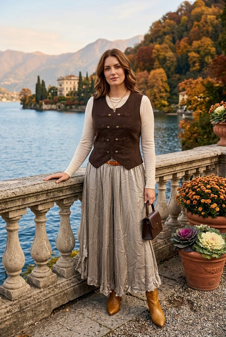 FRONT ZIP FROGGED WAISTCOAT