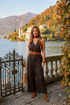 SLEEVELESS FRONT BUTTON WIDE-LEG JUMPSUIT