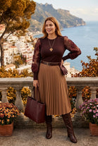EMBROIDERED PUFF SLEEVE KNIT TOP