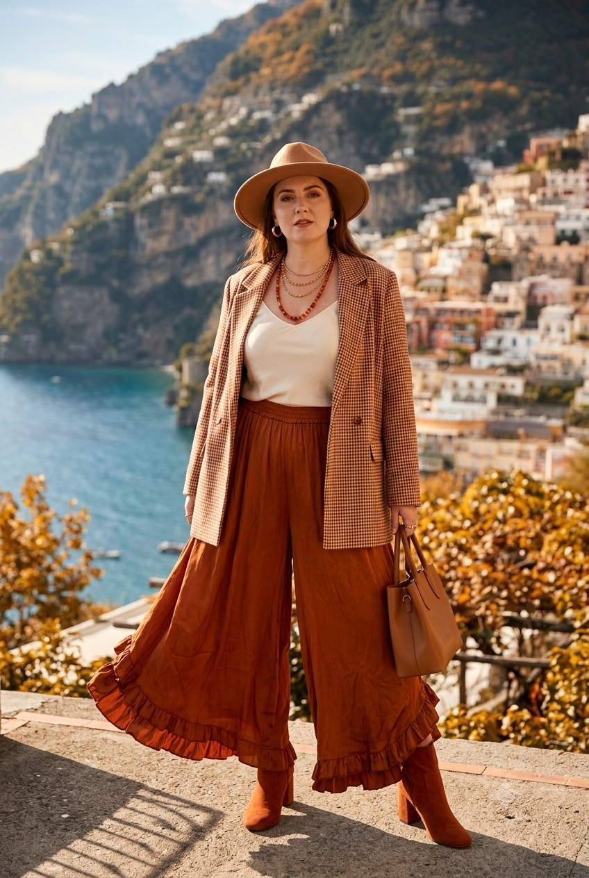 FRILL HEM WIDE-LEG TROSER