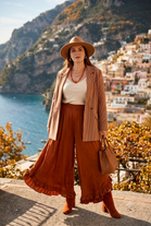 FRILL HEM WIDE-LEG TROSER