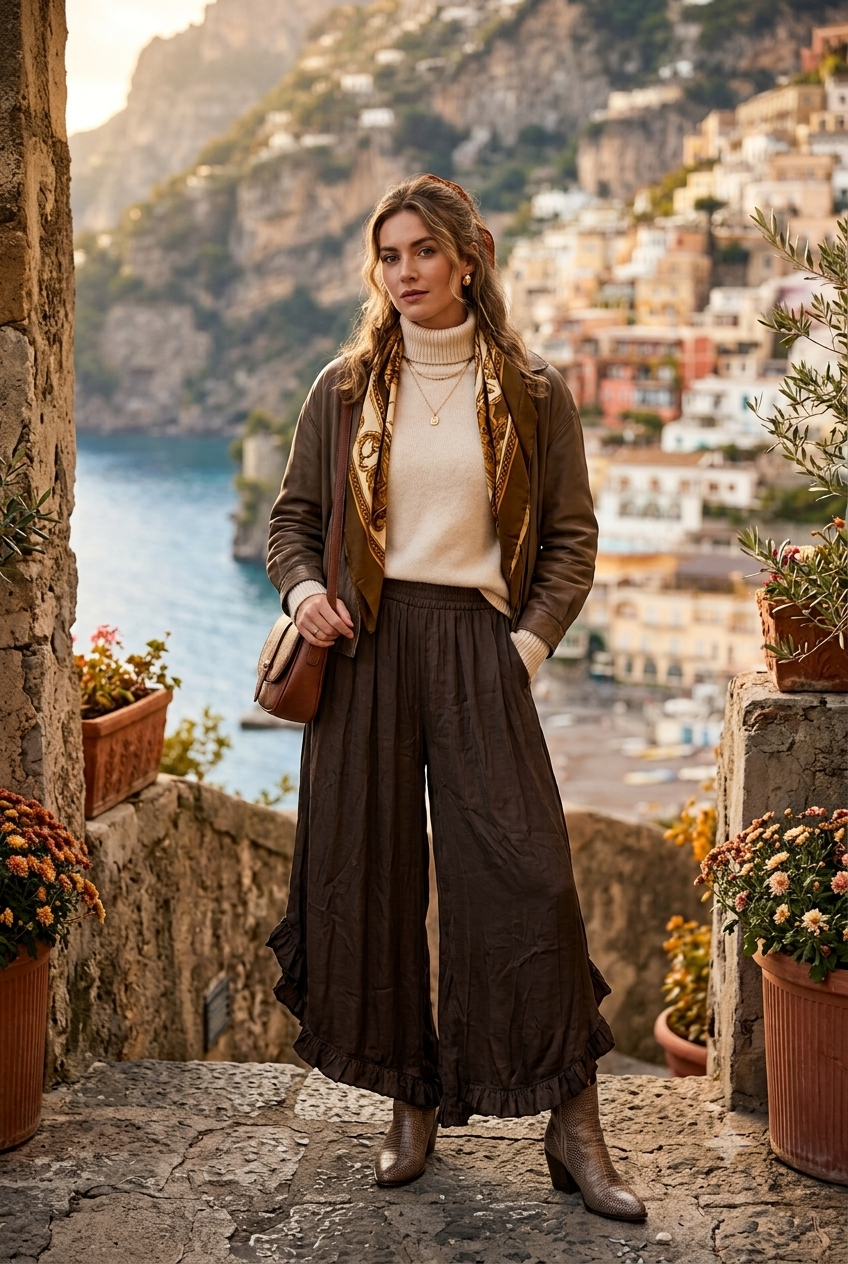 FRILL HEM WIDE-LEGTROSER