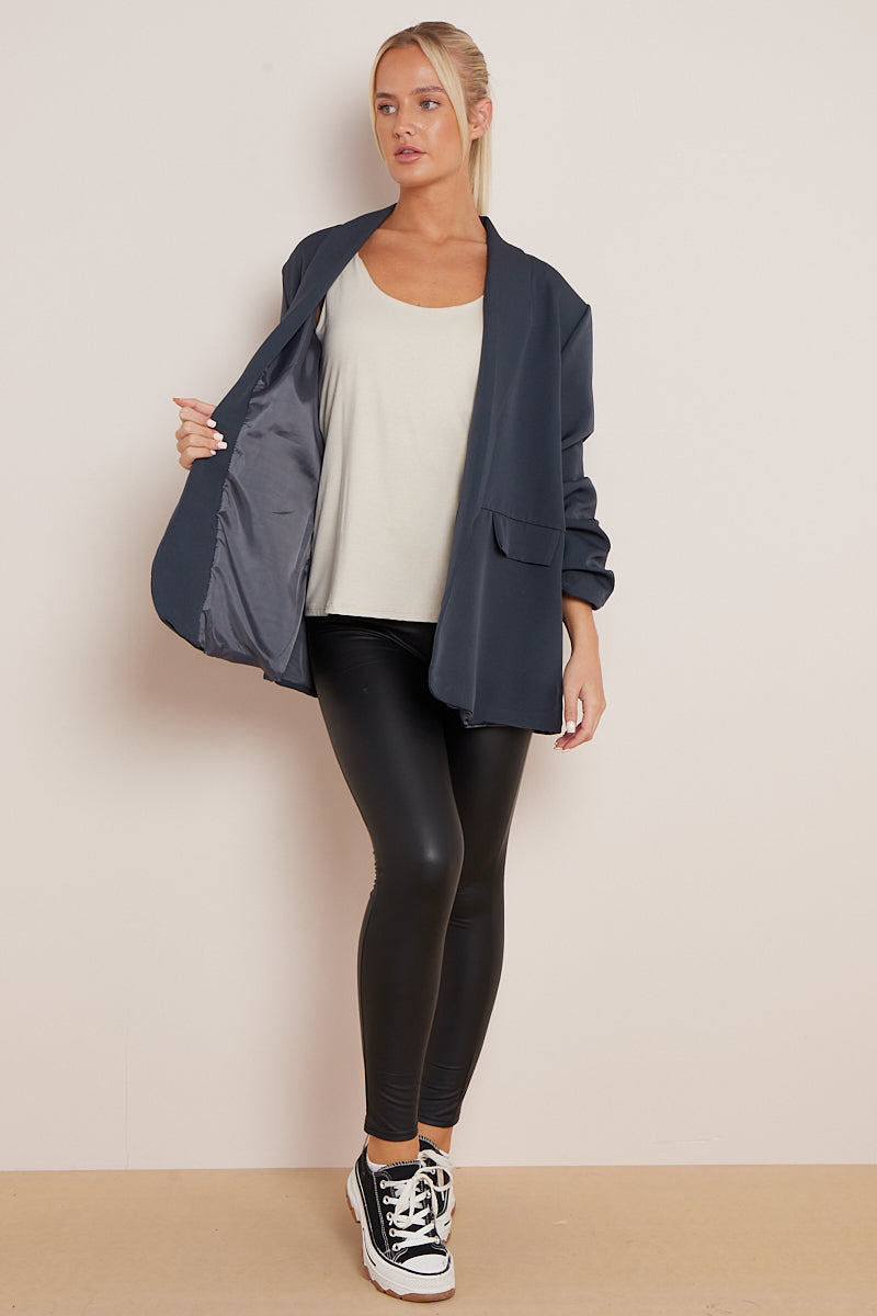 BASIC PLUS SIZE  SLEEVED BLAZER (8043017240824)