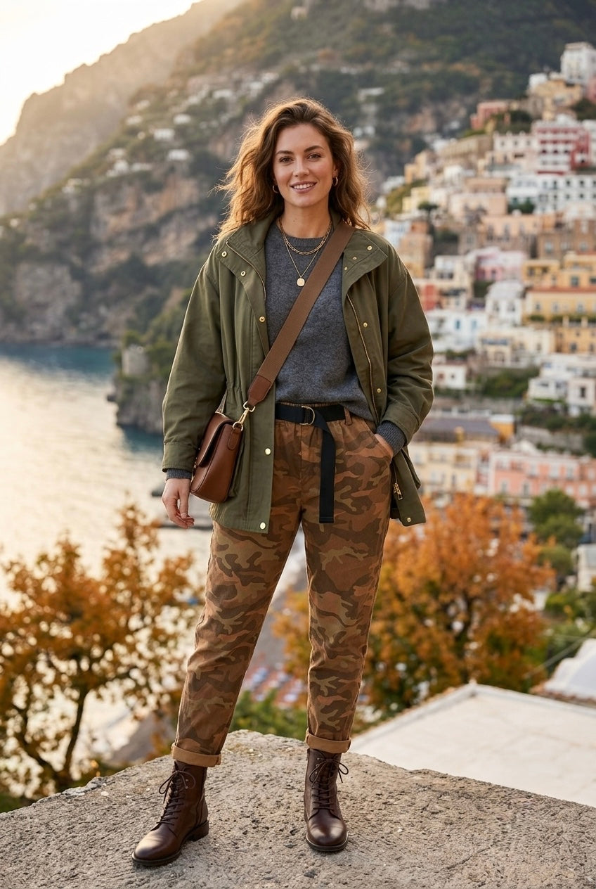 BELTED CAMOUFLAG TROUSER