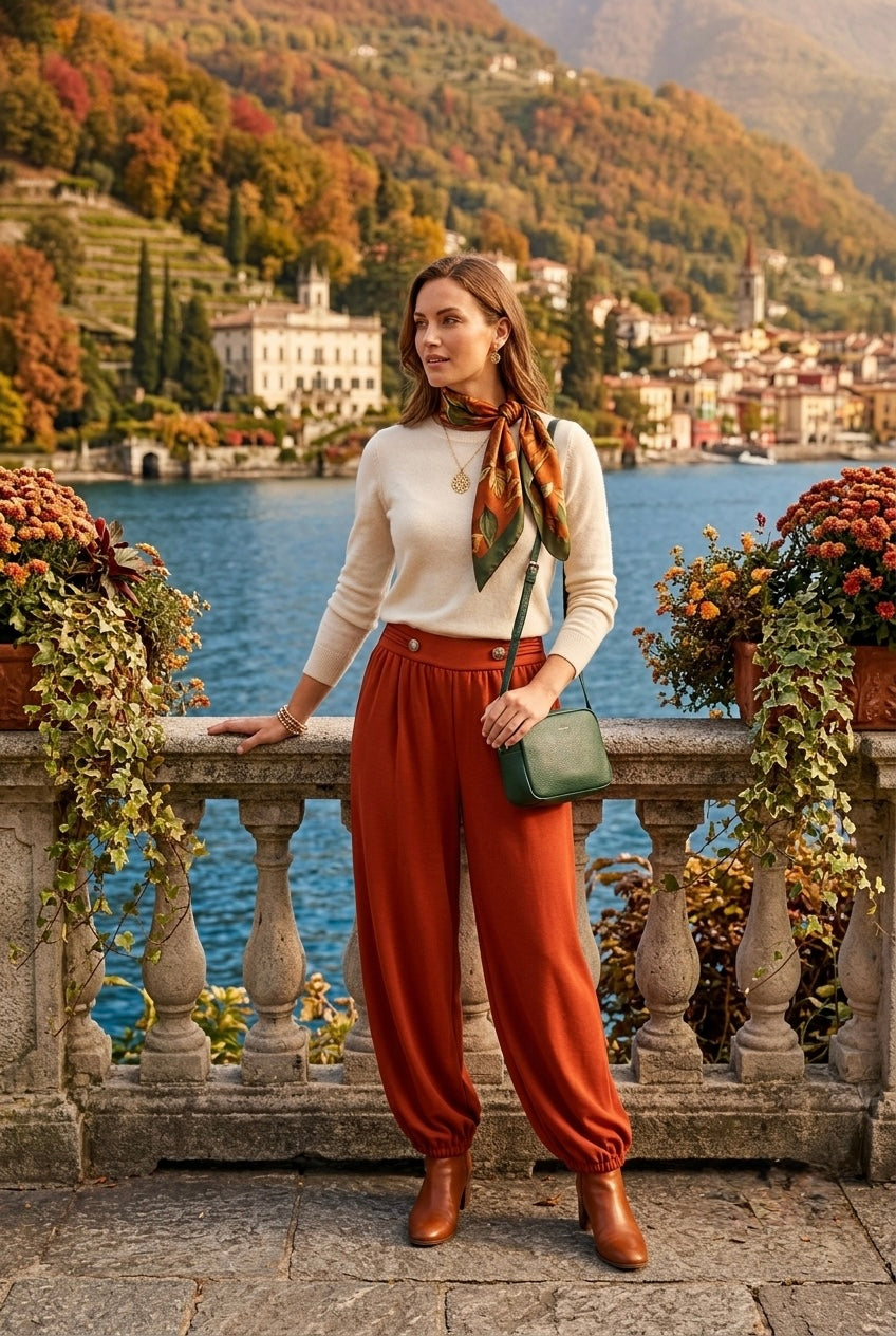 HIGH WAISTED BUTTON DETAIL SCUBA HAREM TROUSER