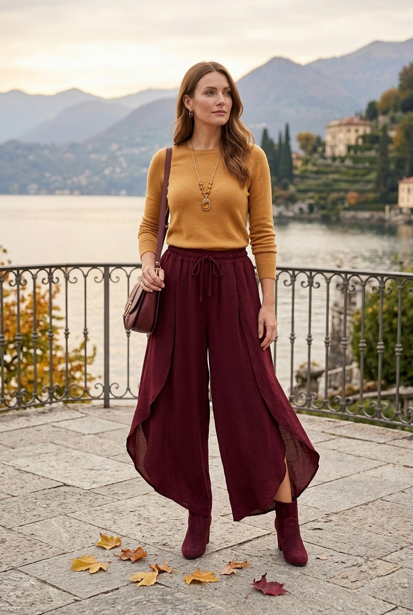 DRAWSTRING WIDE-LEG CULOTTES