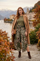 ANIMAL PRINT DRAWSTRING WIDE LEG SPLIT TROUSER